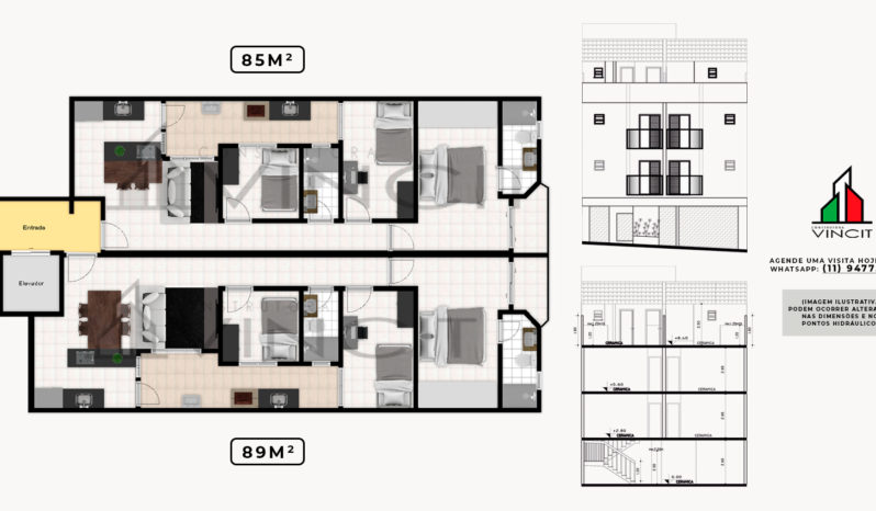 Suíça – Apartamento, 85m² – Parque das Nações, com ELEVADOR. Pronto para Morar – Santo André – Vendido full